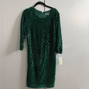 Julia Jordan Green Sequin Long Sleeve Dress